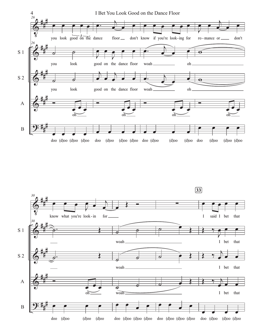 I Bet You Look Good On The Dancefloor 4-Part scores gallery preview page 4
