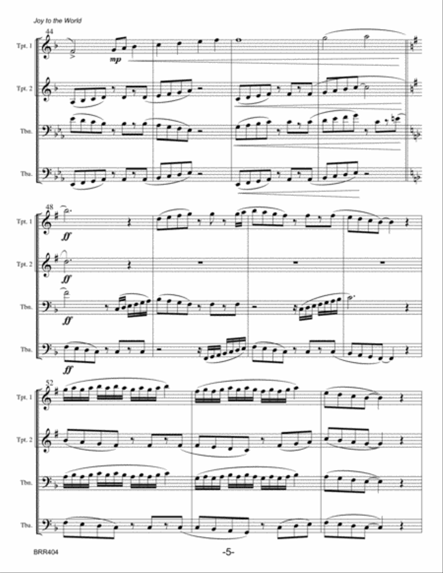 JOY TO THE WORLD - BRASS QUARTET (unaccompanied) Brass Quartet scores gallery preview page 5