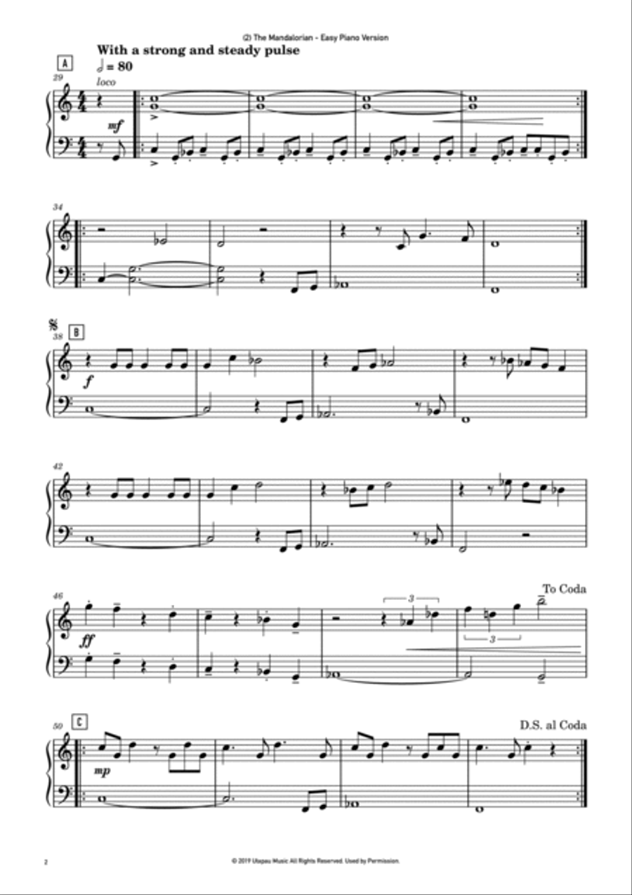 The Mandalorian Easy Piano scores gallery preview page 2