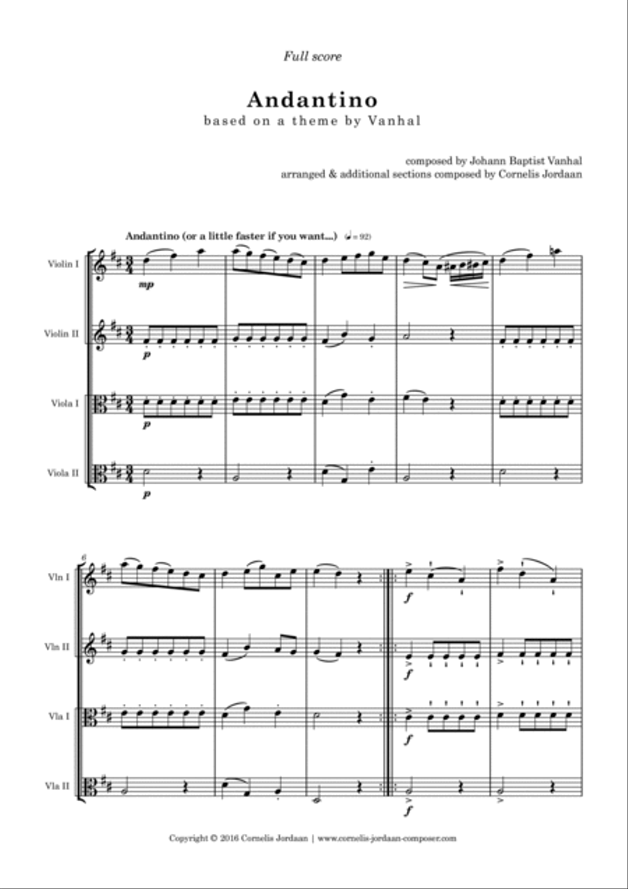 Easy Andantino, for 2 violins & 2 violas Small Ensemble scores gallery preview page 2