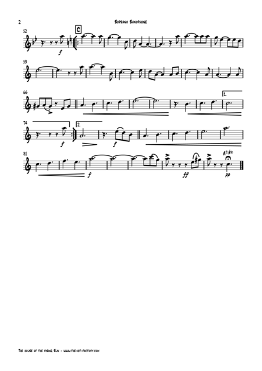 The House Of The Rising Sun Woodwind Quartet scores gallery preview page 6