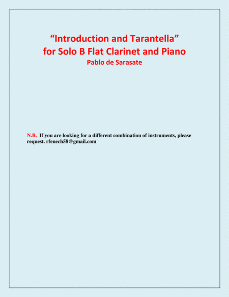 Introduction and Tarantella - Pablo de Sarasate - Clarinet and Piano image number null