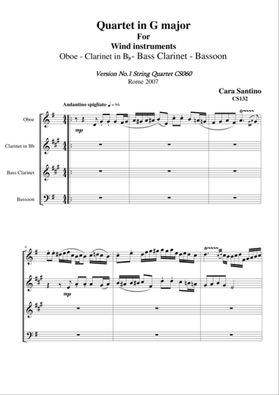 Woodwind top quartet instruments