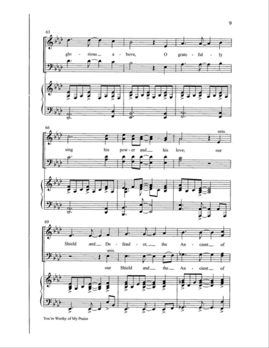 You're Worthy of My Praise with O Worship the King 4-Part scores gallery preview page 9