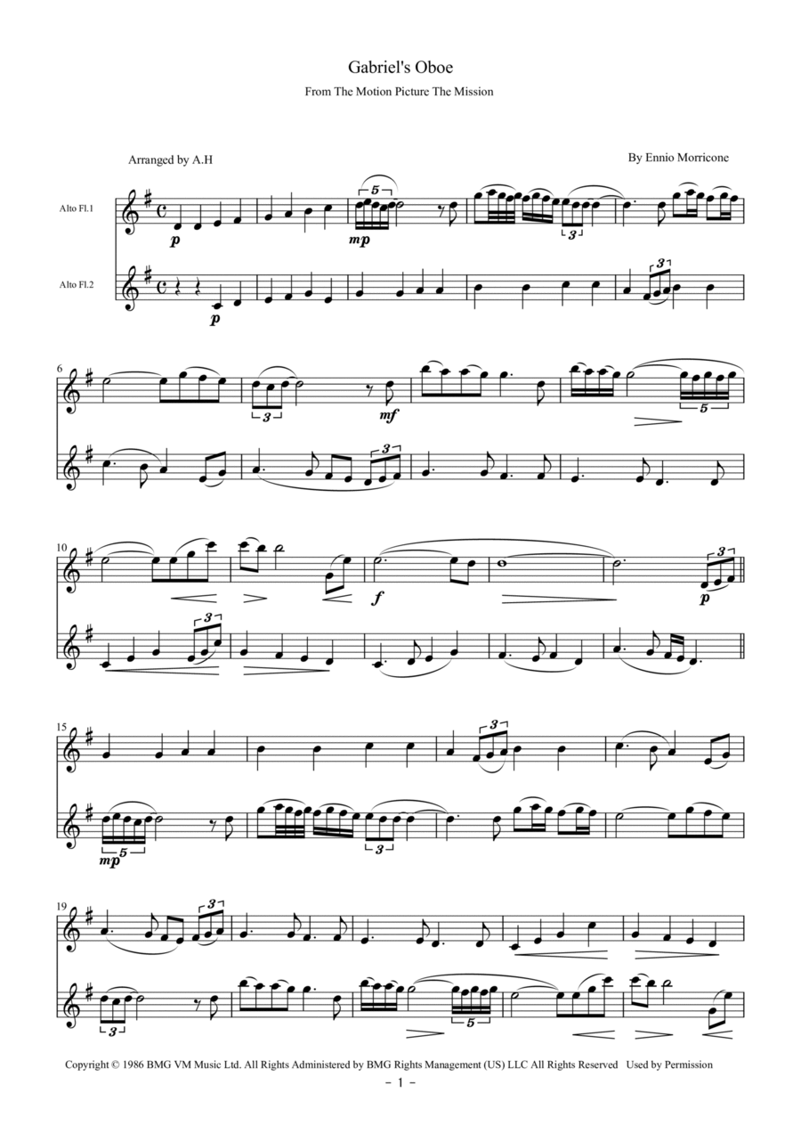 Gabriel's oboe flute outlet