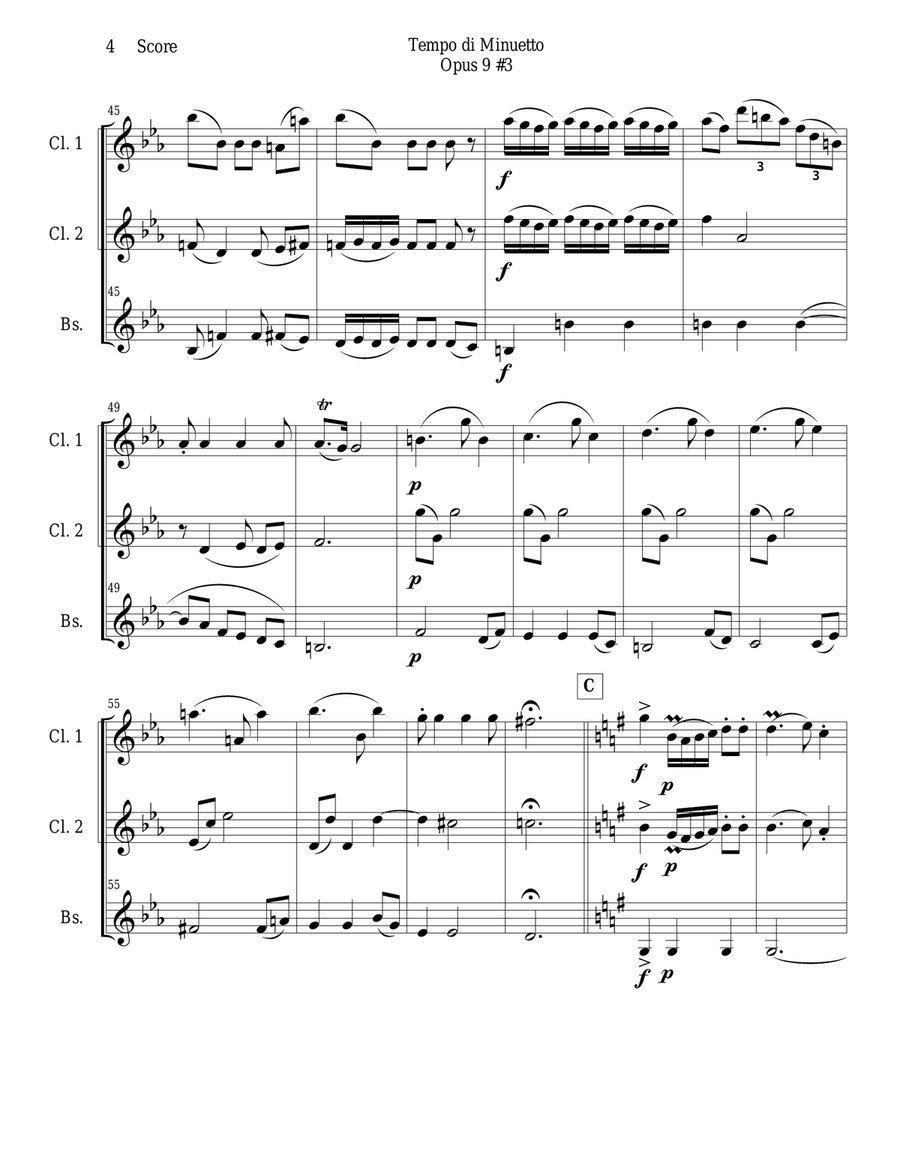 Minuet for Clarinet Trio Clarinet Trio scores gallery preview page 4