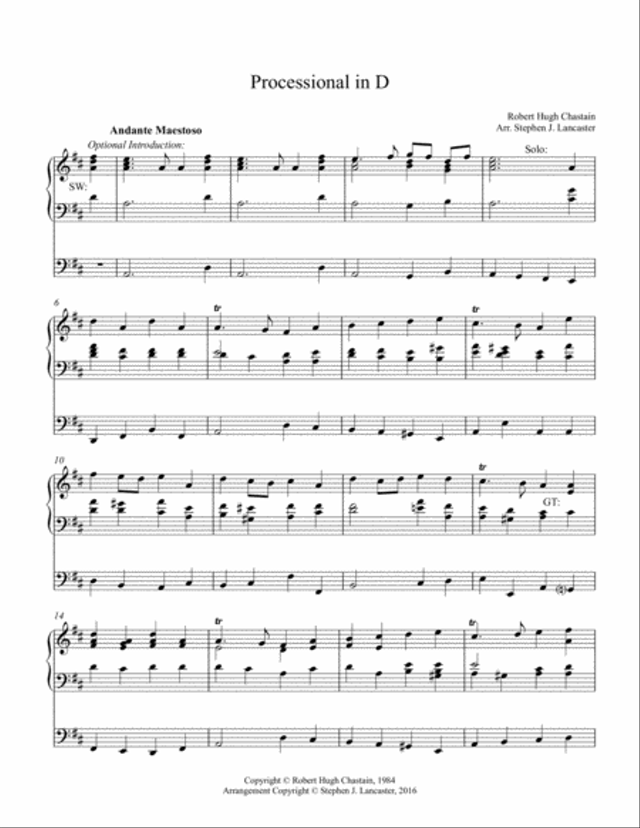 Processional in D for Organ Piano Solo scores gallery preview page 1