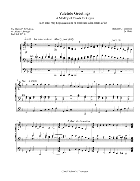 Yuletide Greetings, A Medley of Carols for Organ