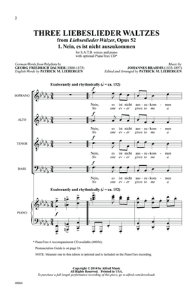 Three Liebeslieder Waltzes (from Liebeslieder Walzer, Opus 52)