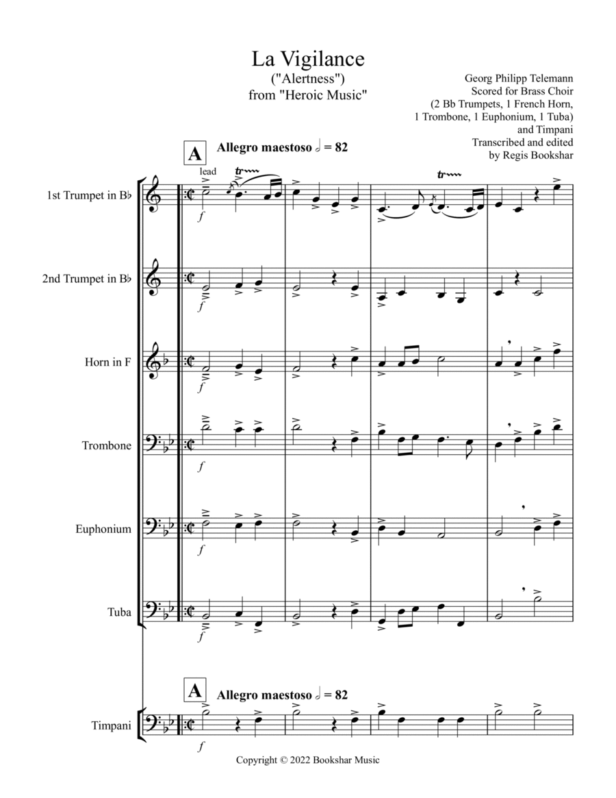 La Vigilance (from "Heroic Music") (Bb) (Brass Choir - 2 Trp, 1 Hrn, 1 Trb, 1 Euph, 1 Tuba, Timp)