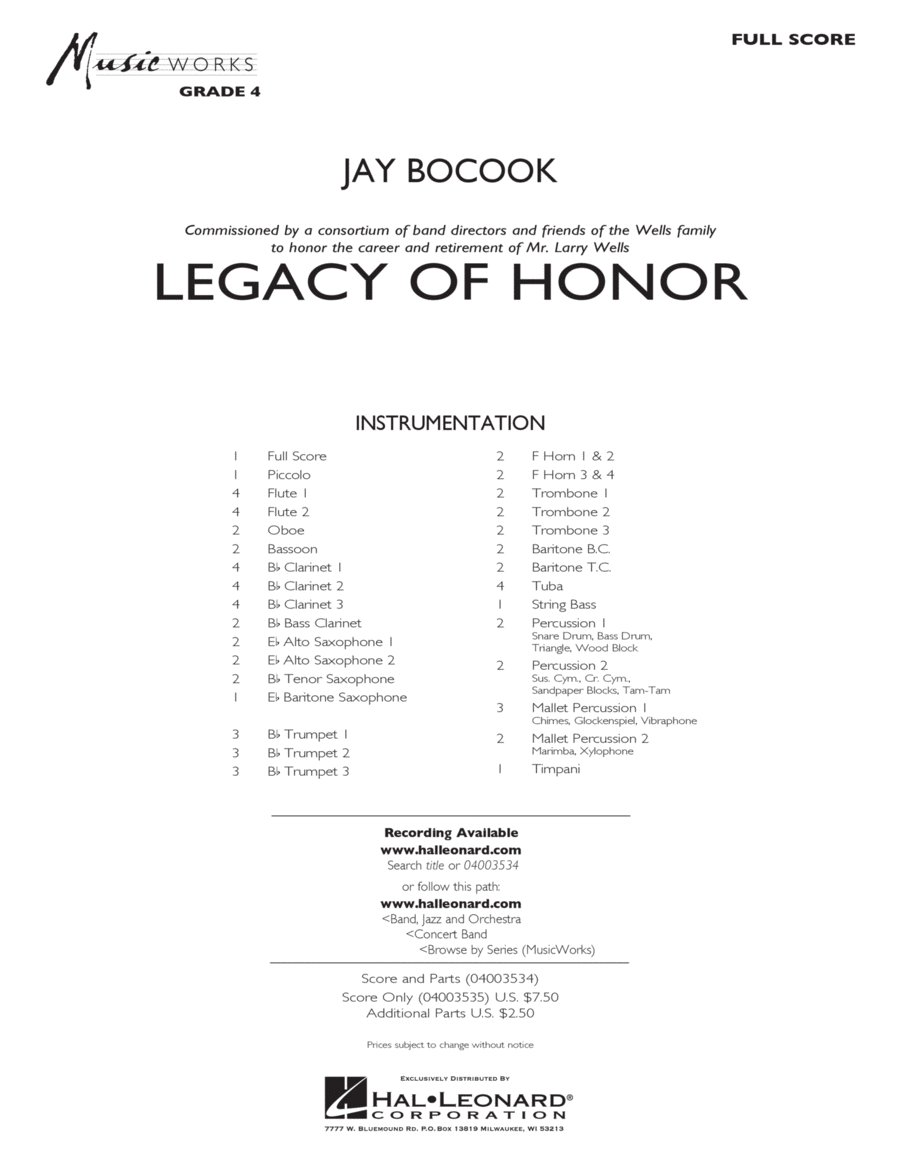Legacy of Honor - Conductor Score (Full Score) Concert Band scores gallery preview page 1