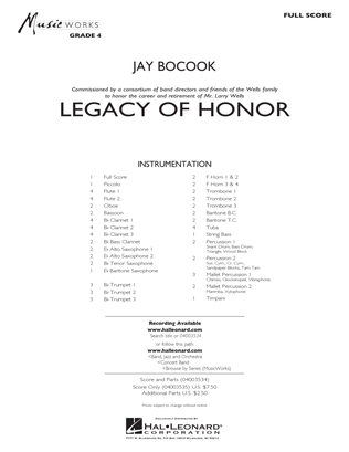 Book cover for Legacy of Honor - Conductor Score (Full Score)