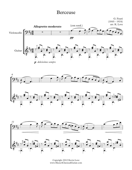 Berceuse (Cello and Guitar) - Score and Parts image number null
