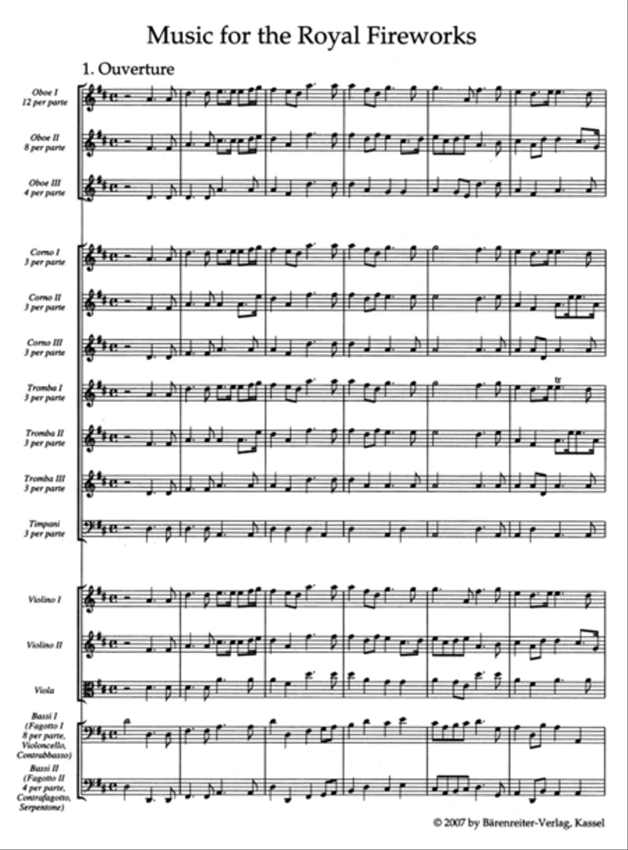Music for the Royal Fireworks HWV 351 Orchestra scores gallery preview page 2