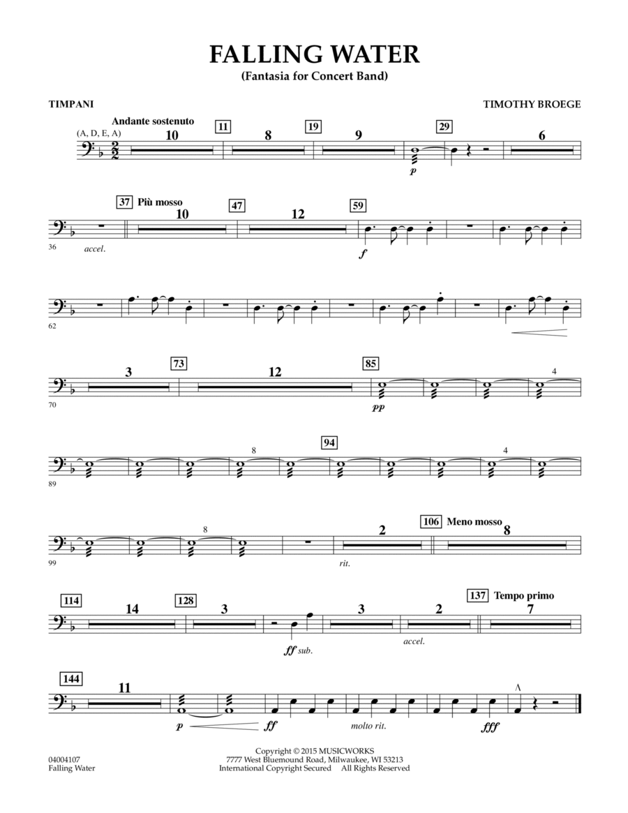 Falling Water - Timpani Percussion scores gallery preview page 1
