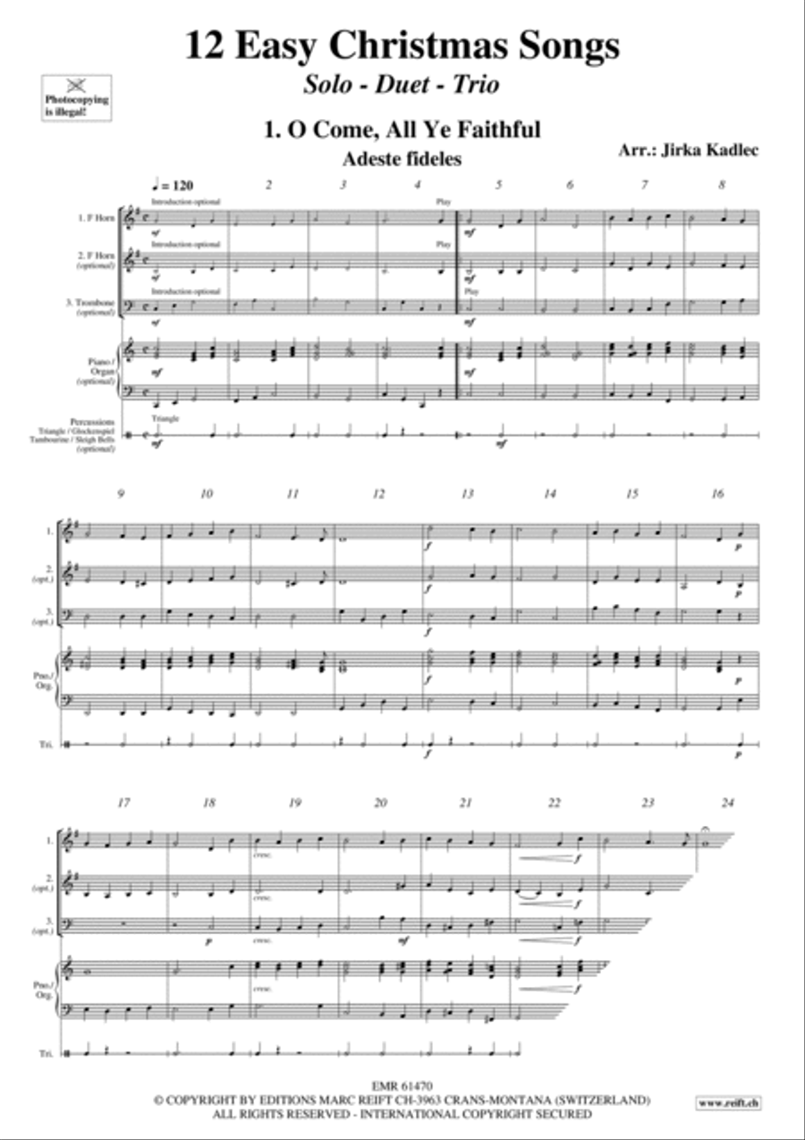 12 Easy Christmas Songs Brass Duet scores gallery preview page 3