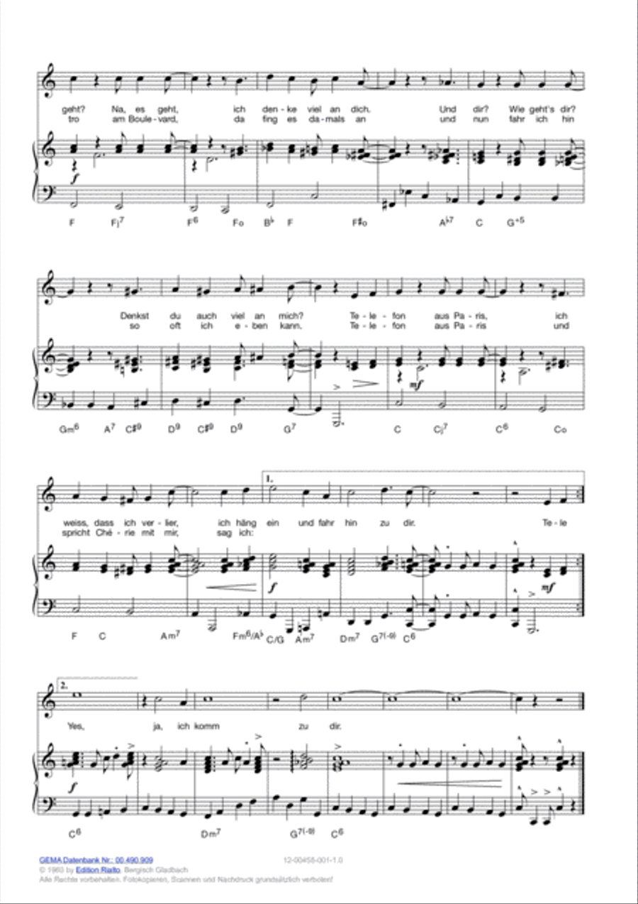 Telefon aus Paris Telefon aus Paris Piano, Vocal, Guitar scores gallery preview page 3