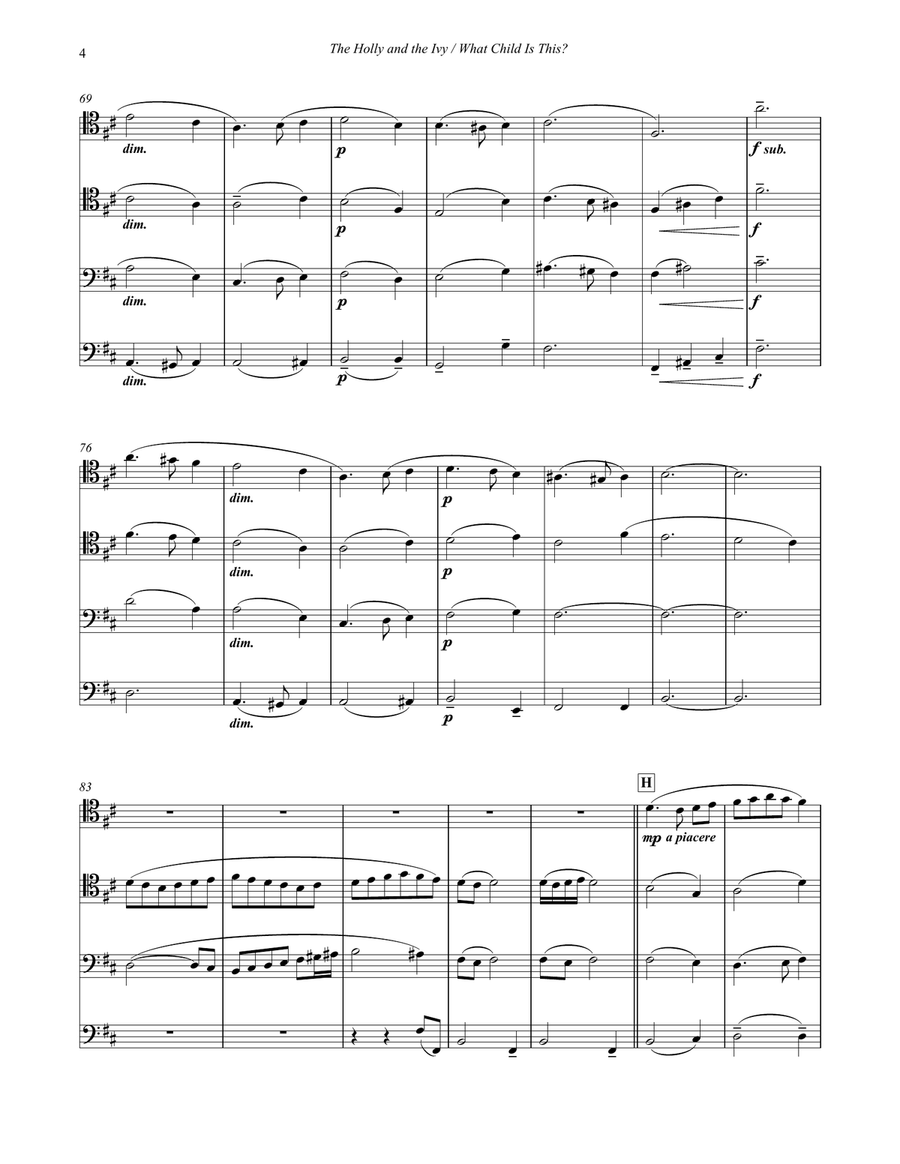 Holly and the Ivy and What Child Is This for Trombone Quartet Brass Quartet scores gallery preview page 4