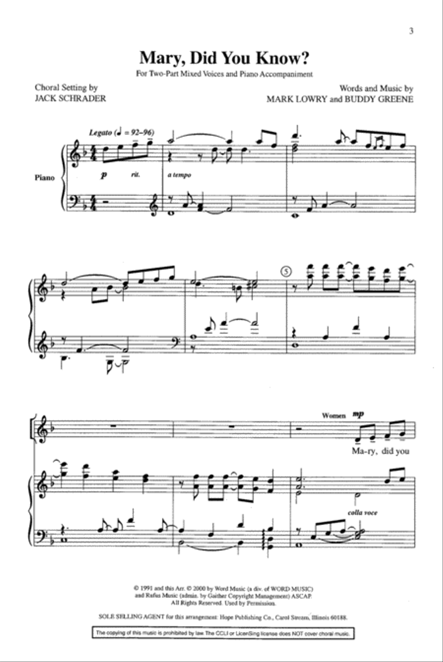 Mary, Did You Know? Mary, Did You Know? 2-Part scores gallery preview page 4