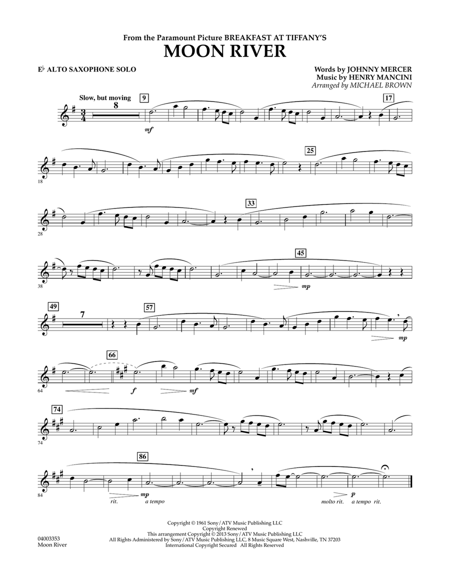 Moon River - Eb Alto Saxophone Solo Concert Band scores gallery preview page 1