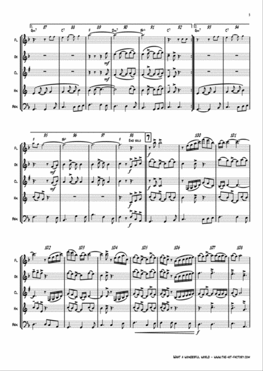 What A Wonderful World Woodwind Quintet scores gallery preview page 5