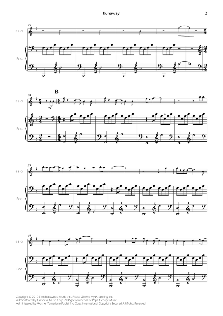 Runaway B-Flat Clarinet scores gallery preview page 4