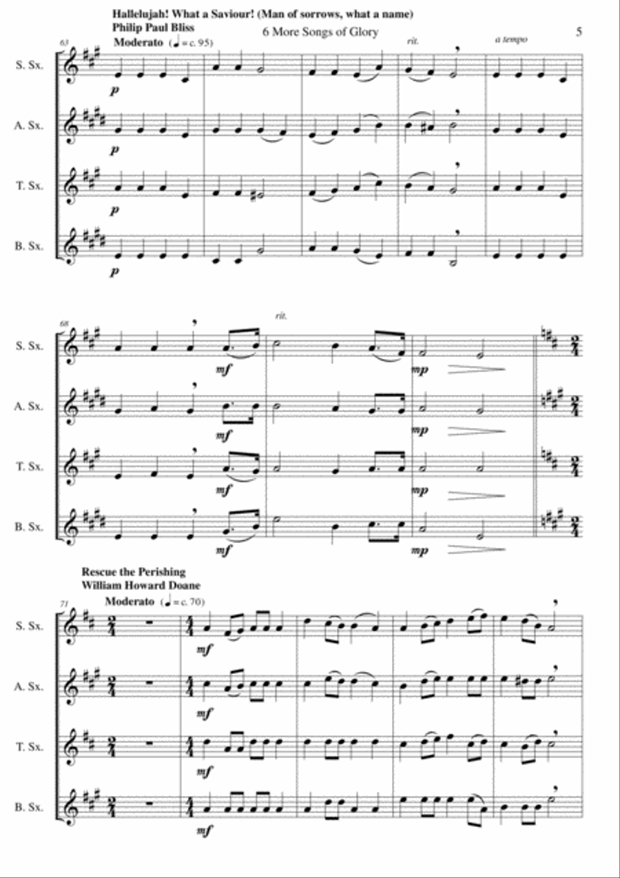 6 more Songs of Glory for saxophone quartet Saxophone Quartet scores gallery preview page 5