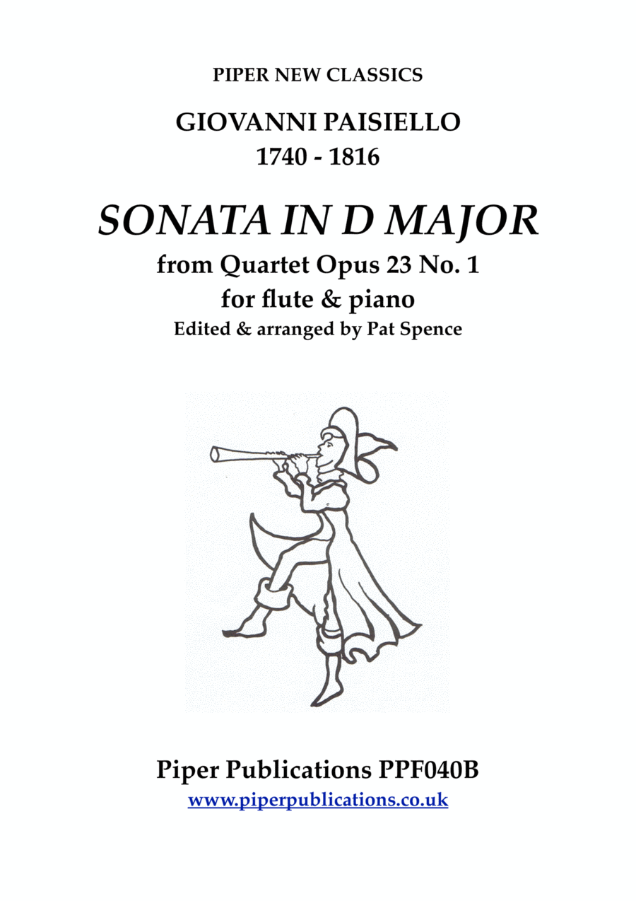 PAISIELLO SONATA IN D MAJOR Opus 23 no. 1 for flute & piano Flute Solo scores gallery preview page 1