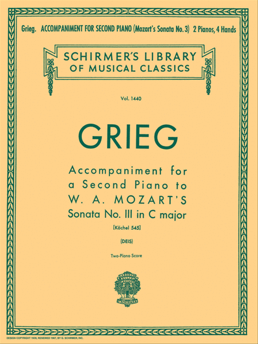Accompaniment for a 2nd Piano to Mozart Sonata K545 Piano Duet scores gallery preview page 1