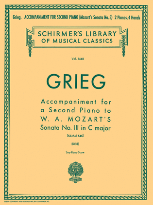 Book cover for Accompaniment for a 2nd Piano to Mozart Sonata K545