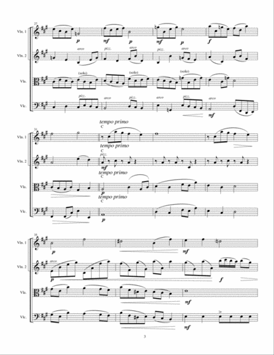 Cascading Rainbows in the Sky (score) String Quartet scores gallery preview page 3