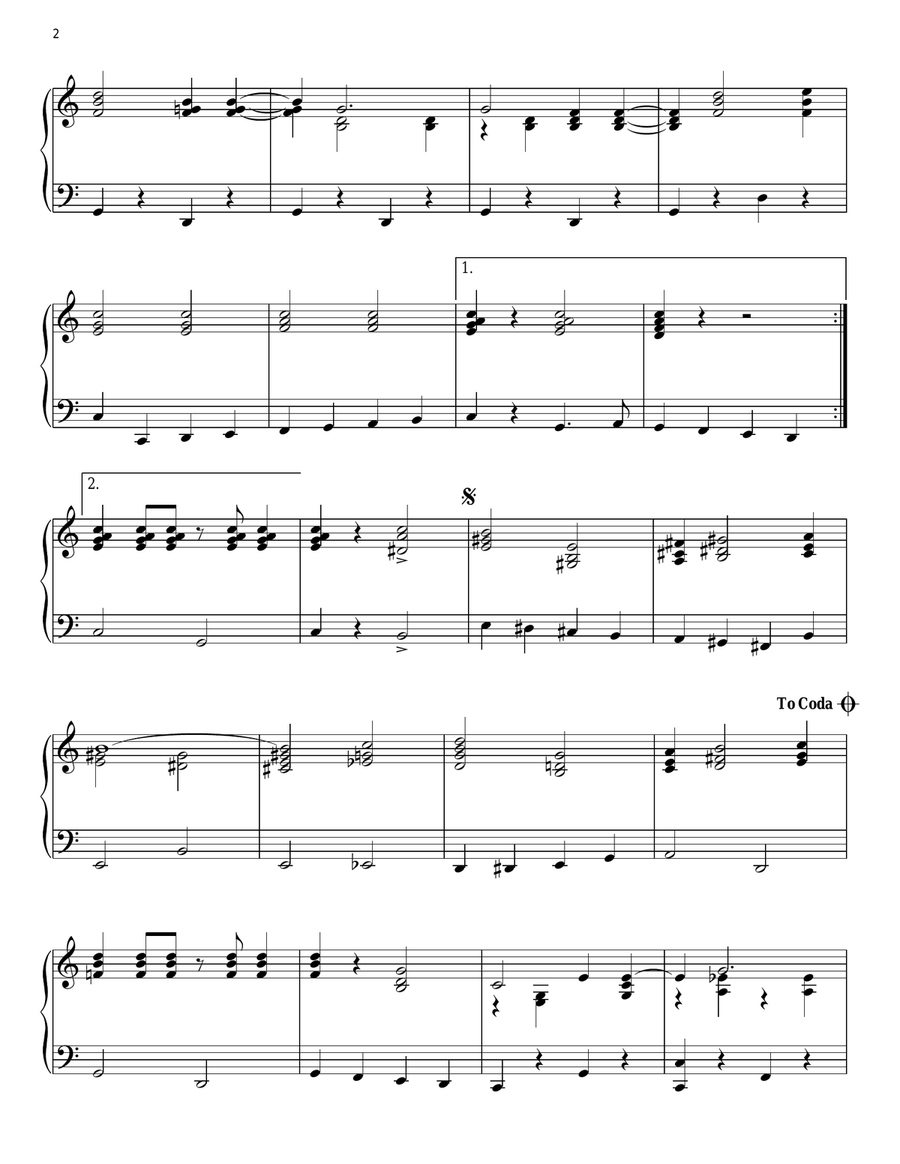 Happy Days Are Here Again Piano Solo scores gallery preview page 2