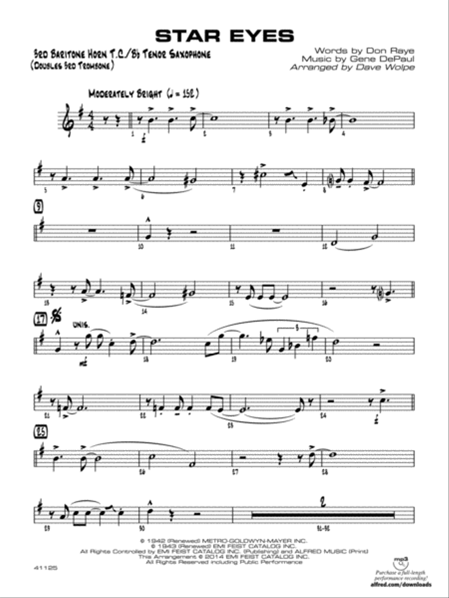 Star Eyes: 3rd Baritone T.C. Jazz Ensemble scores gallery preview page 1