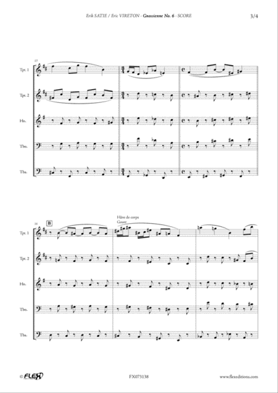 Gnossienne No. 6 Horn scores gallery preview page 4