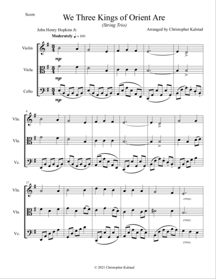 We Three Kings of Orient Are (String Trio) String Trio scores gallery preview page 2