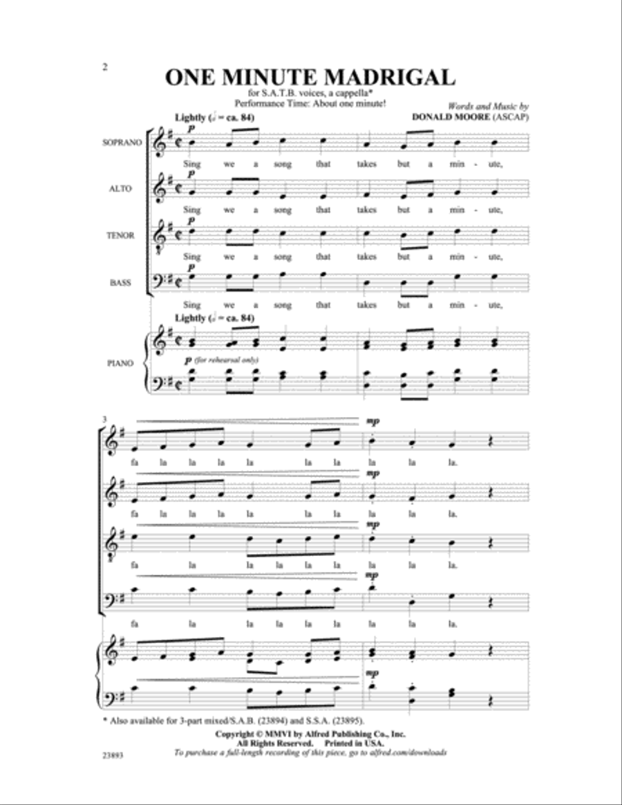 One Minute Madrigal