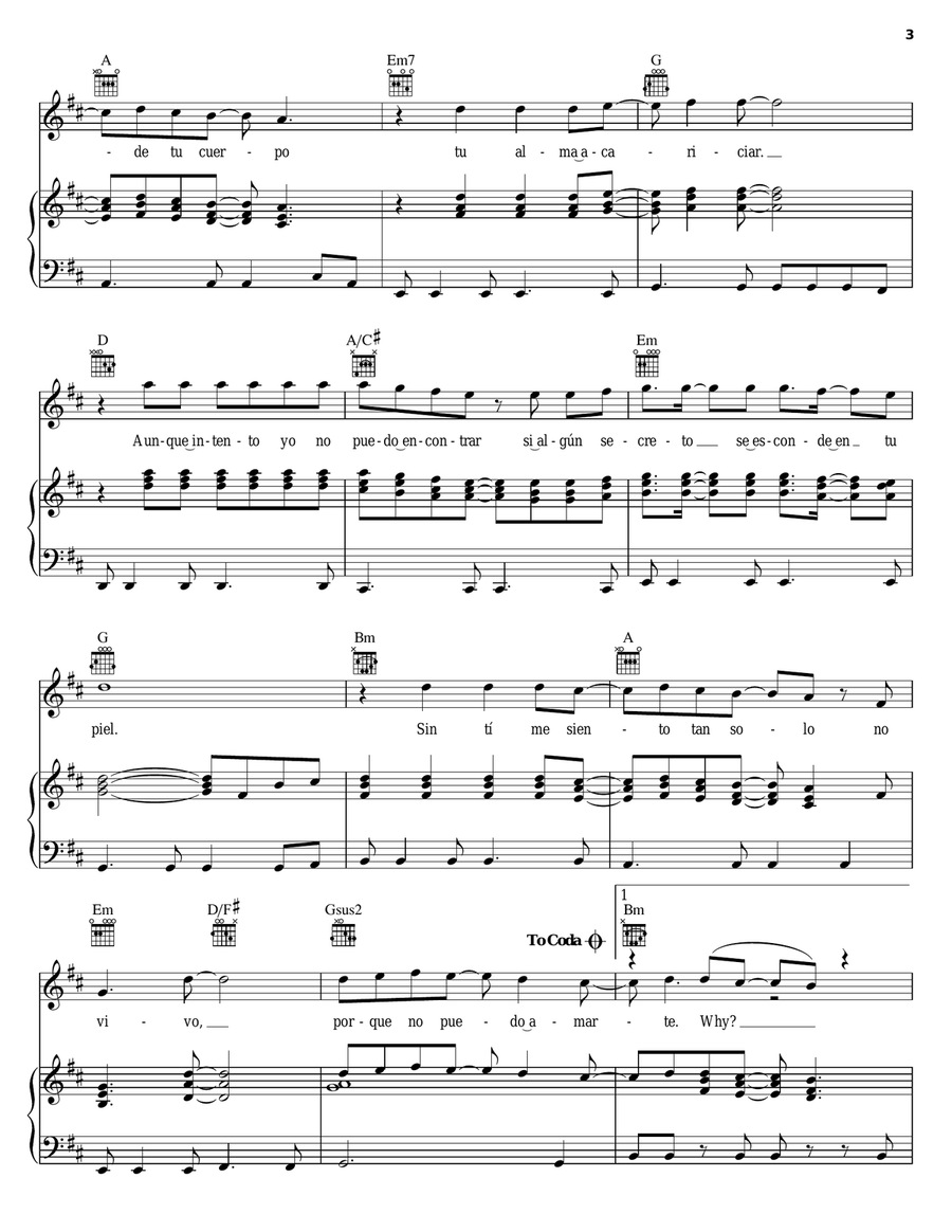 Solo Quiero Amarte (Nobody Wants To Be Lonely) Piano, Vocal, Guitar scores gallery preview page 3