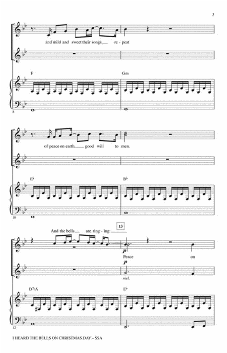 I Heard the Bells on Christmas Day SSA scores gallery preview page 3