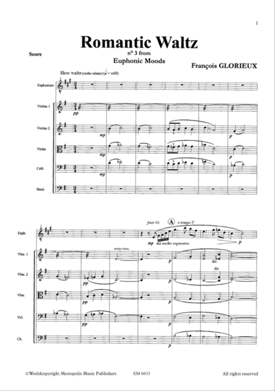 Romantic Waltz for Solo Euphonium and String Orchestra String Orchestra scores gallery preview page 2