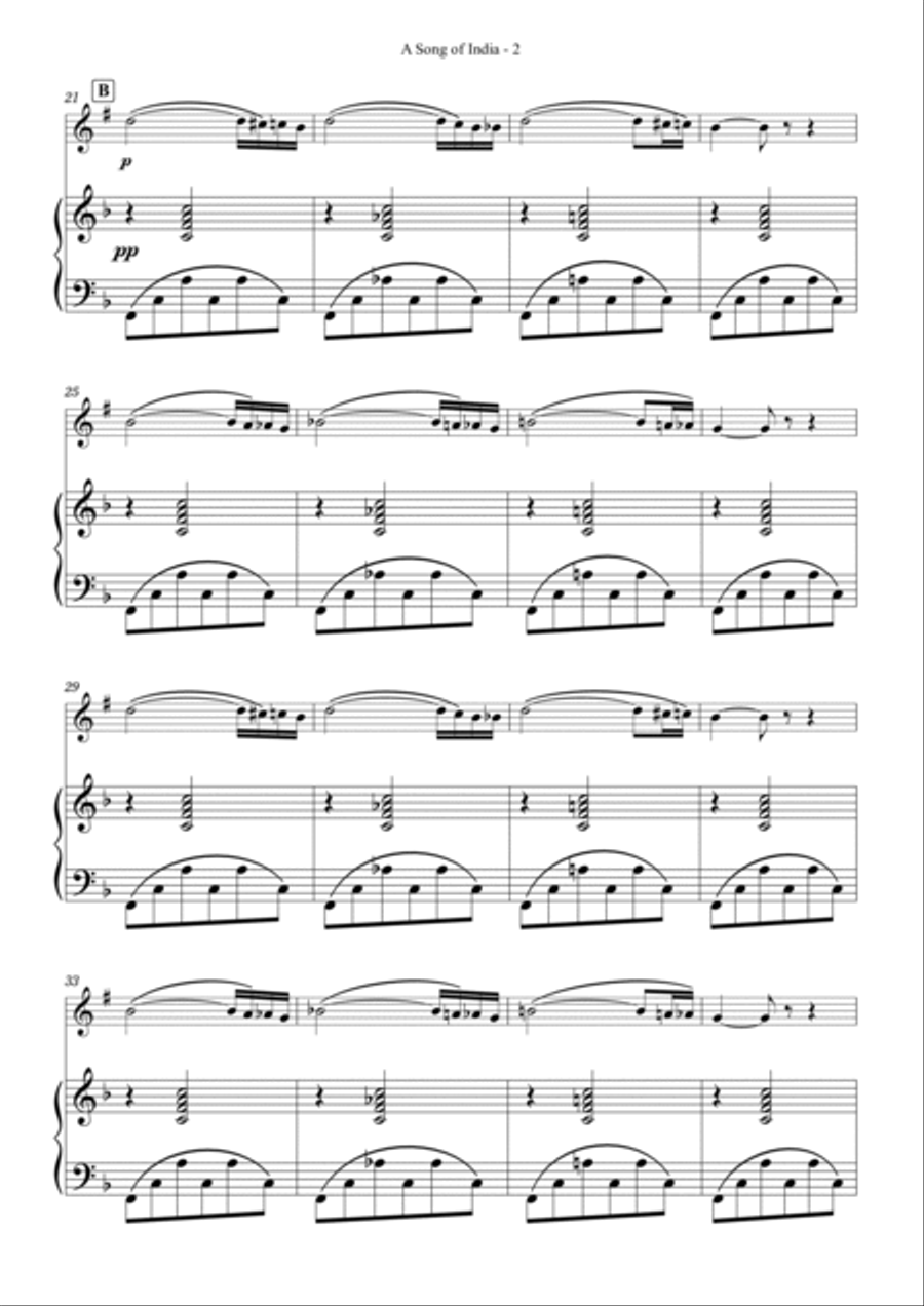 A Song of India From the Opera “SADKO” B-Flat Clarinet scores gallery preview page 2