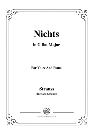 Book cover for Richard Strauss-Nichts in G flat Major,for Voice and Piano
