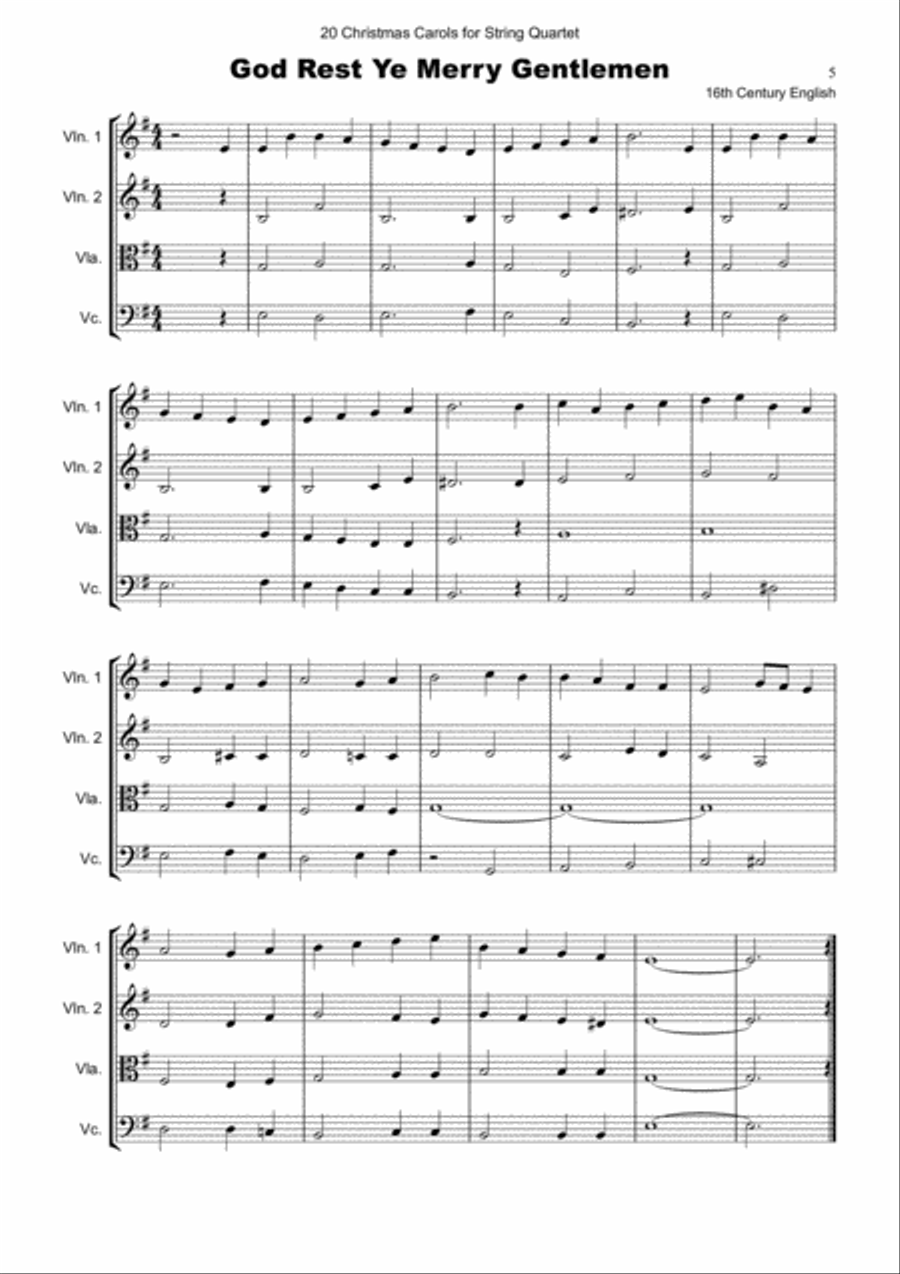 20 Favourite Christmas Carols for String Quartet String Quartet scores gallery preview page 6