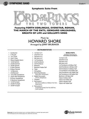 The Lord of the Rings: The Two Towers, Symphonic Suite from: Score