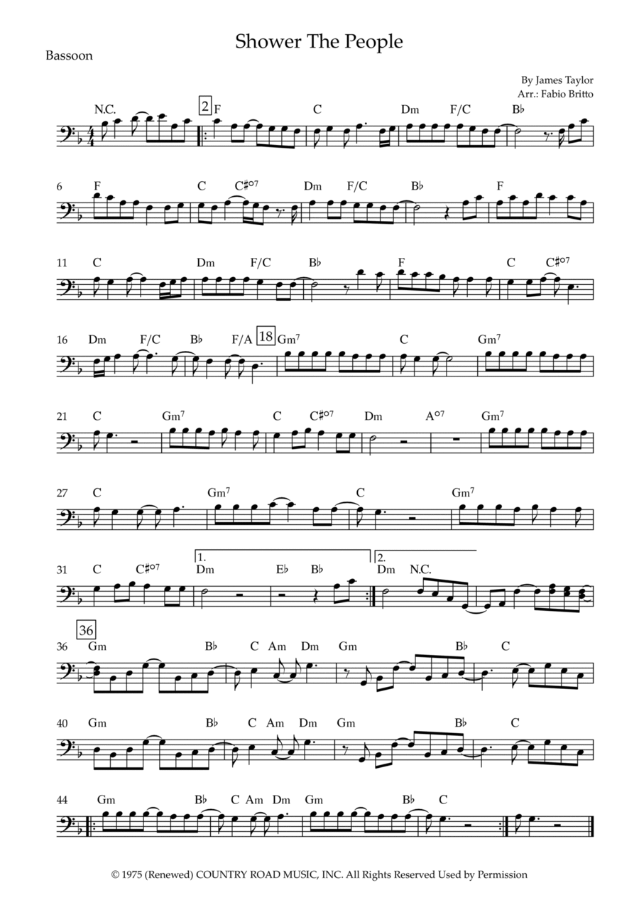 Shower The People Bassoon Solo scores gallery preview page 1
