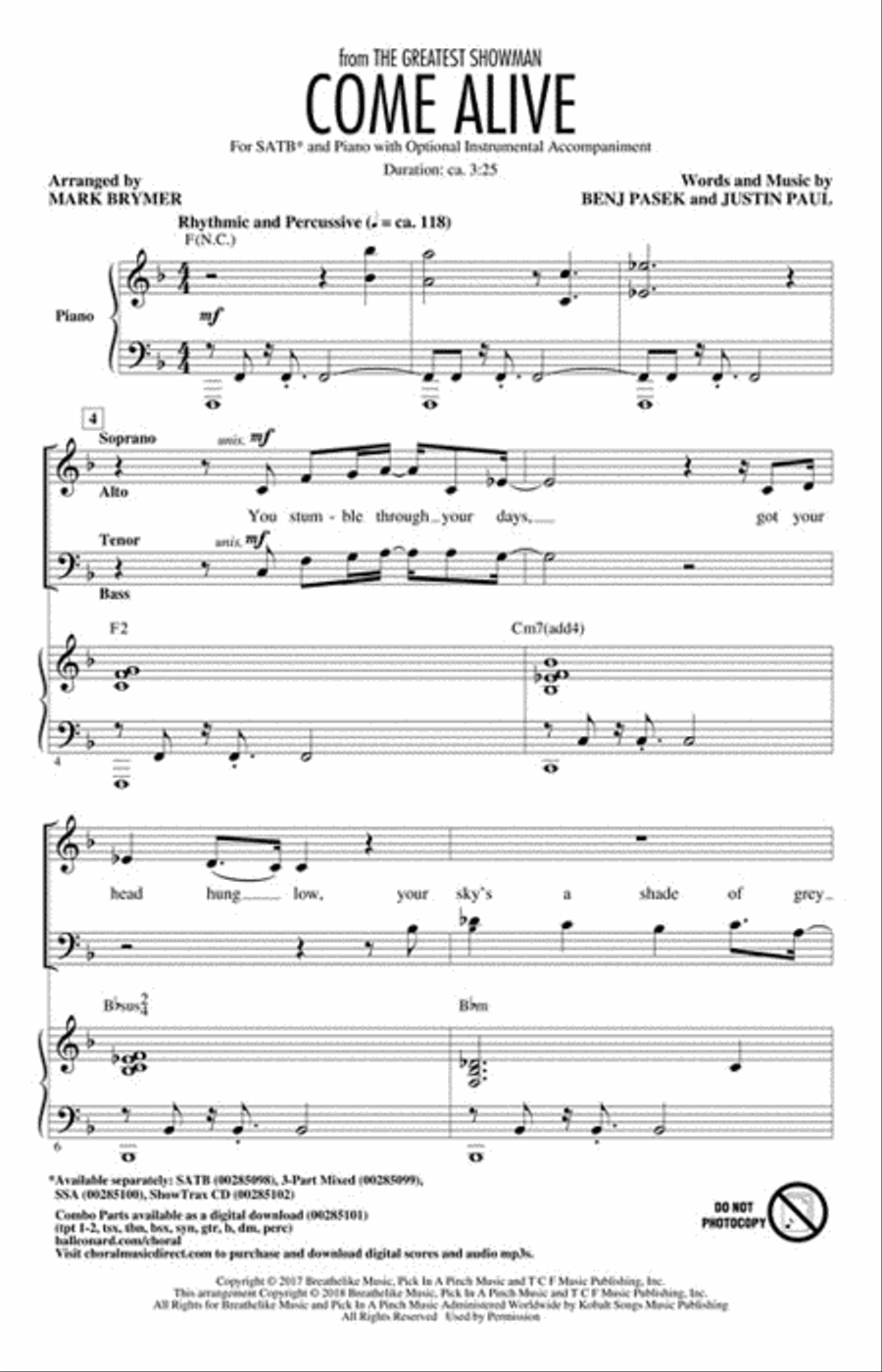 Come Alive 4-Part scores gallery preview page 2