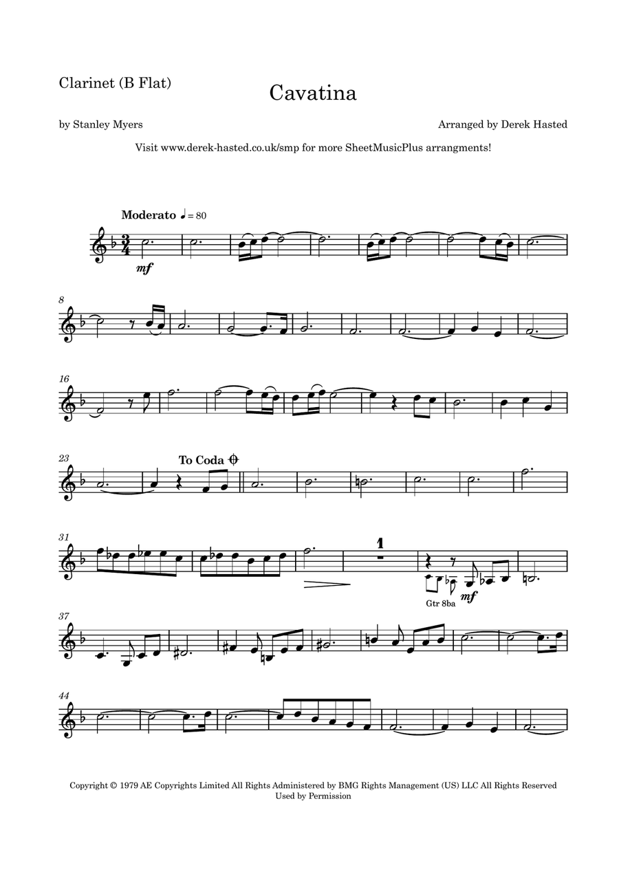 Cavatina Clarinet scores gallery preview page 4