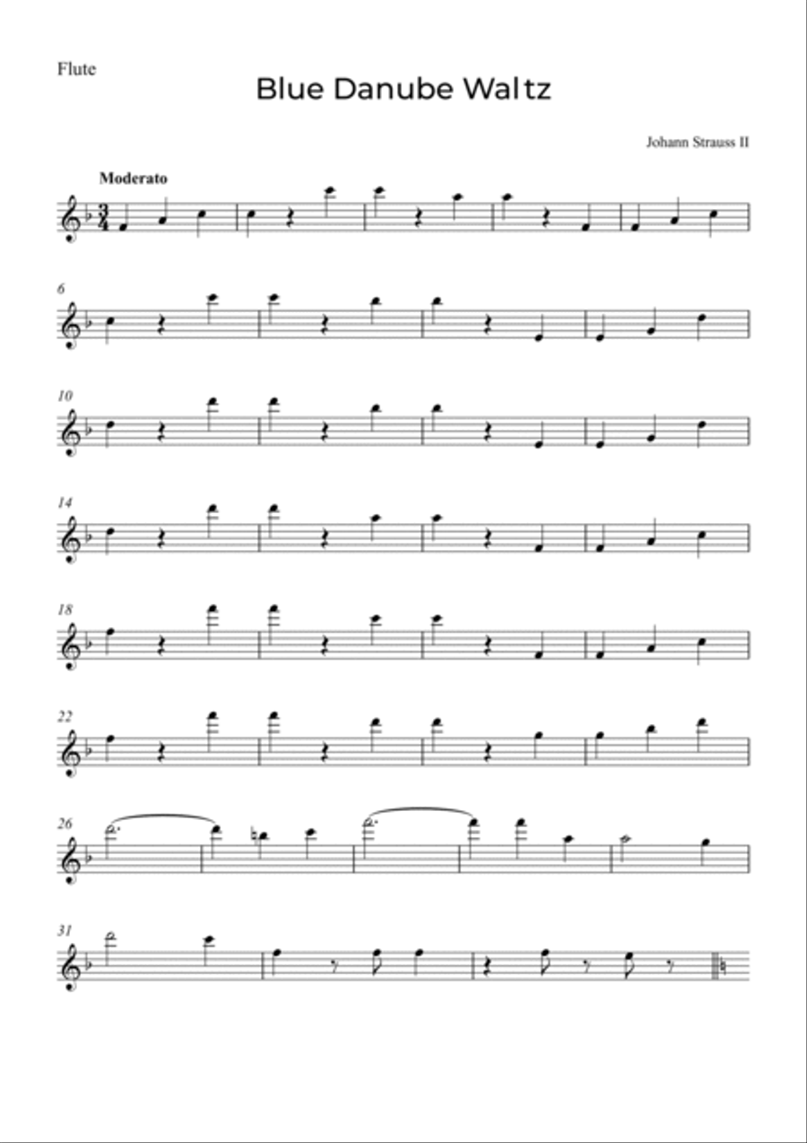 Blue Danube Waltz Woodwind Duet scores gallery preview page 3