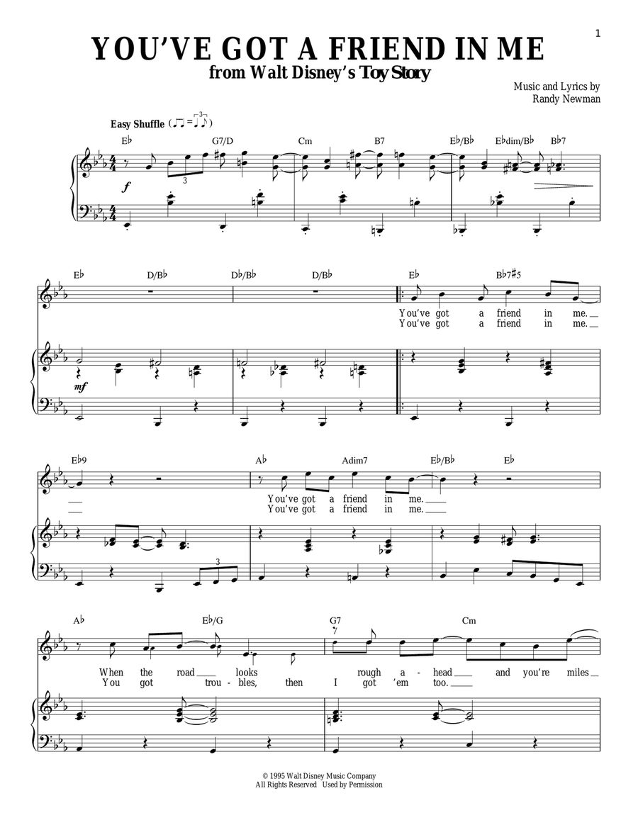 You've Got A Friend In Me (from Toy Story) Piano, Vocal scores gallery preview page 1