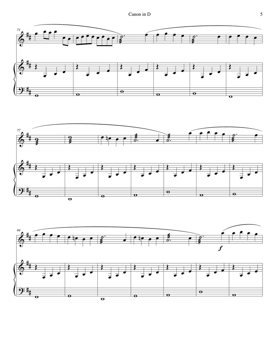 Pachelbel's Canon in D - for xylophone (or marimba) and piano Piano scores gallery preview page 5