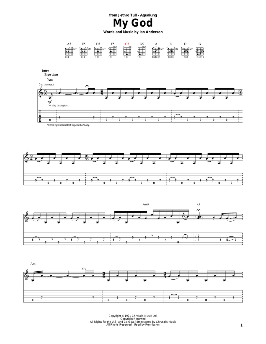My God Acoustic Guitar scores gallery preview page 1